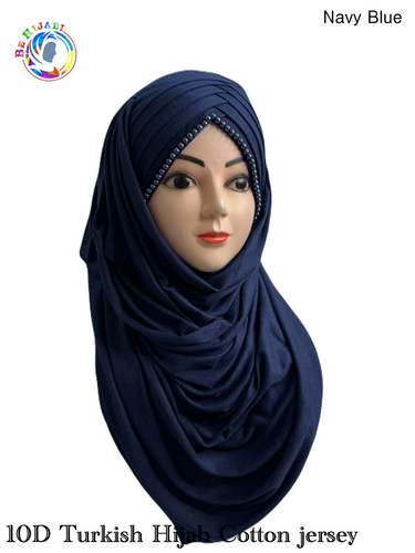 10 D Turkish Hijab Cotton jersey Color Navy Blue