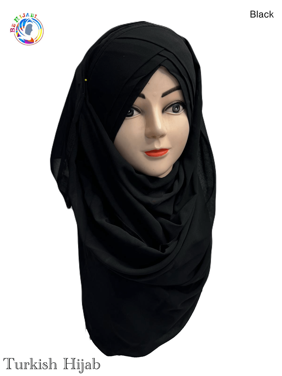 Turkish Scarf Chiffon Layer instant Ready To Wear Color Black