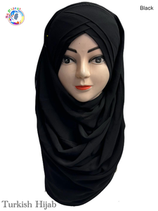 Turkish Scarf Chiffon Layer instant Ready To Wear Color Black