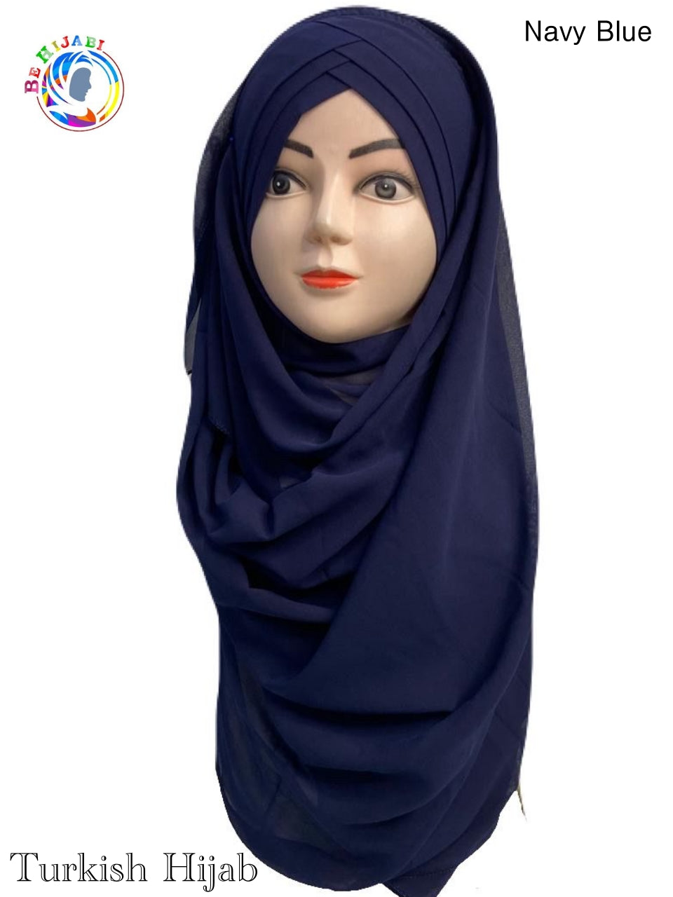 Turkish Scarf Chiffon Layer instant Ready To Wear Color Navy Blue