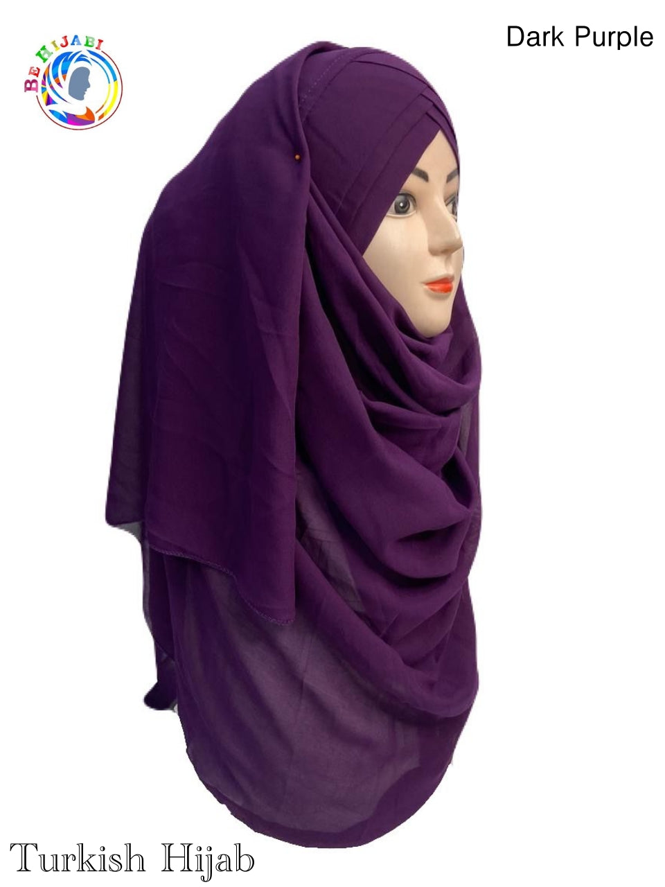 Turkish Scarf Chiffon Layer instant Ready To Wear Color Dark Purple