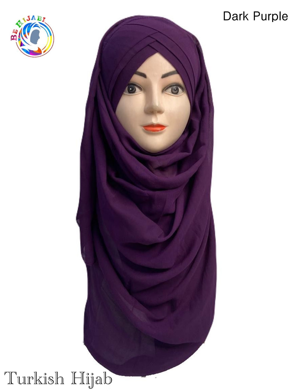 Turkish Scarf Chiffon Layer instant Ready To Wear Color Dark Purple