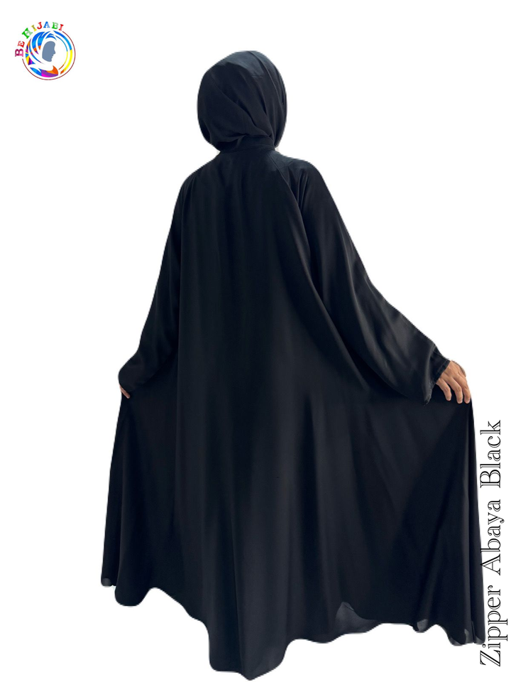 Zipper Abaya Black