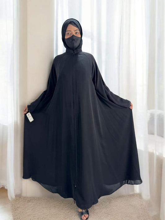 Zipper Abaya Black