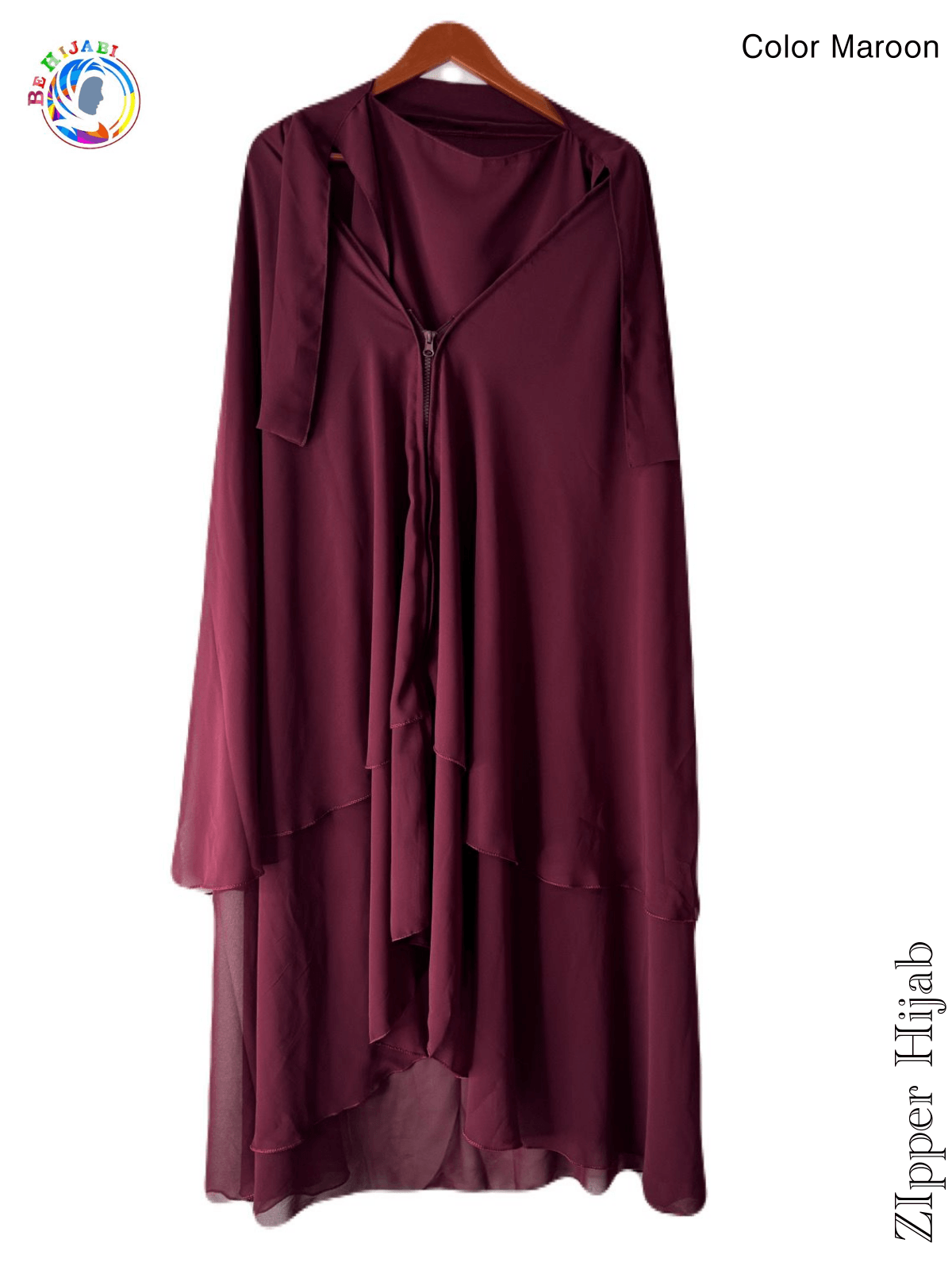 Zipper Hijab With Niqab Maroon