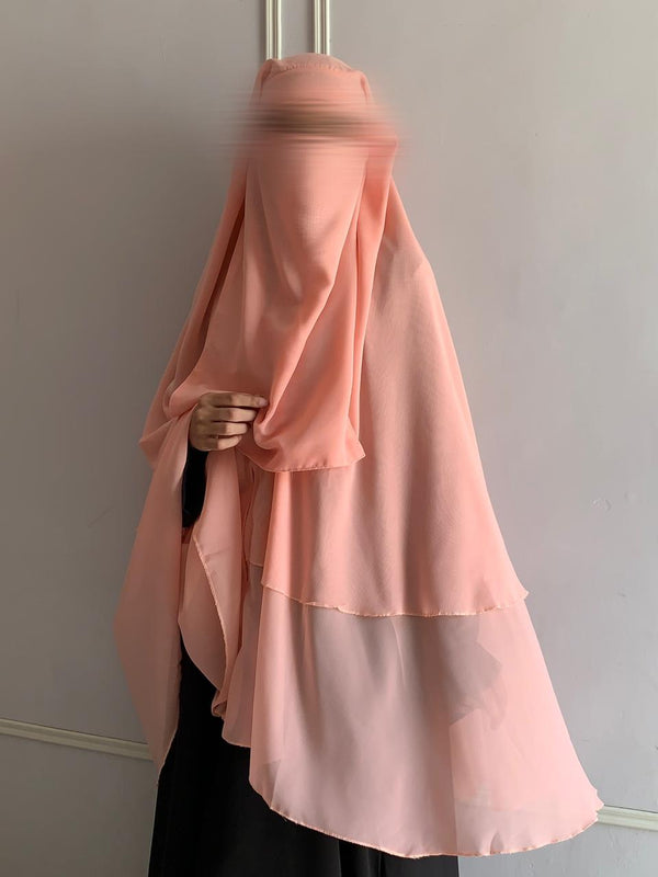 Zipper Hijab With Niqab Peach