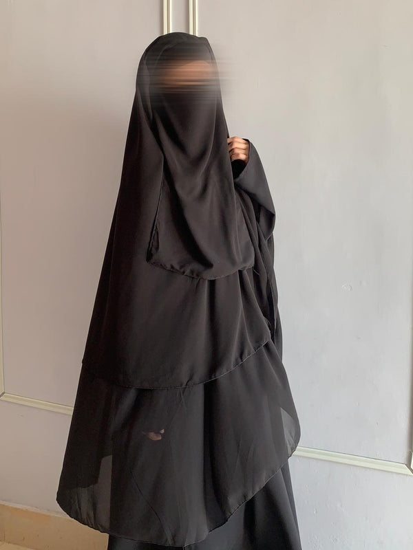 Zipper Hijab With Niqab Black