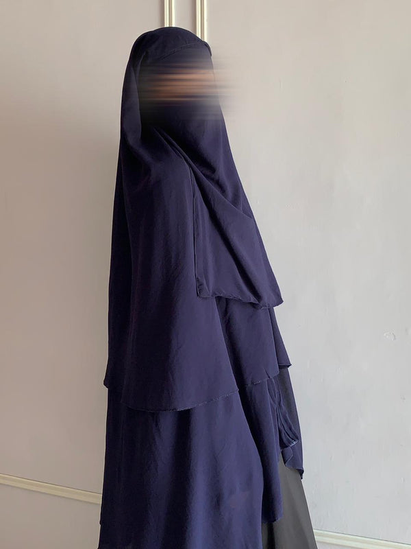 Zipper Hijab With Niqab Navy Blue